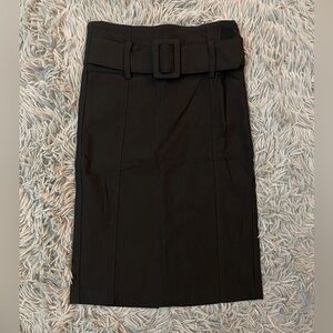Forever 21 Womens Pencil Skirt with Belt-Buckle Design in black color